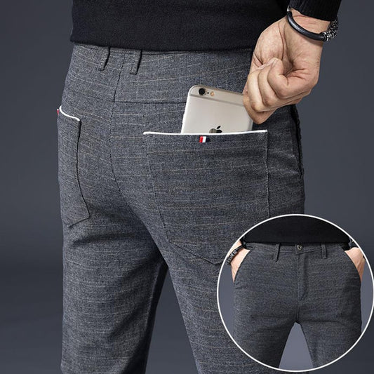 2020 Men's Stretch Stripe Casual Pants Mens Four Seasons High Quality Business Trousers Men's Straight Harem Pants