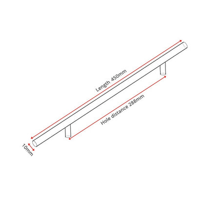 KAK 2" ~ 20'' Gold Kitchen Door T Bar Straight Handle Knobs Cabinet Pull Diameter 10mm Stainless Steel Handles Furniture Handle