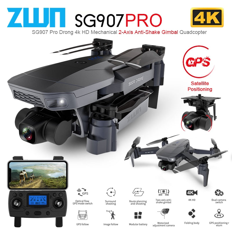 ZWN SG907 PRO/ SG901 GPS Drone with 2 Axis Gimbal Camera 4K HD 5G Wifi Wide Angle FPV Optical Flow RC Quadcopter Dron vs SG906