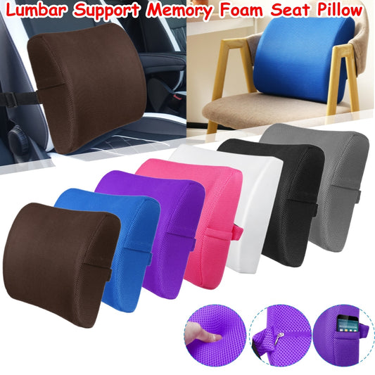 6 Color Soft Memory Foam Car Seat Winter Pillows Lumbar Support Back Massager Waist Cushion For Chairs Home Office Relieve Pain