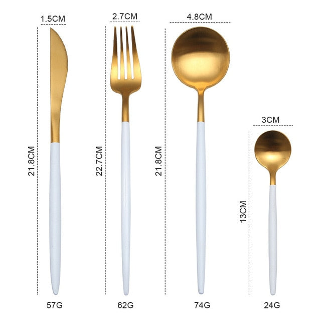 Gold Cutlery Set Forks Knives Spoons 18/10 Stainless Steel Dinner Dinnerware Set Fork Spoon Knife Chopsticks Set Dropshipping