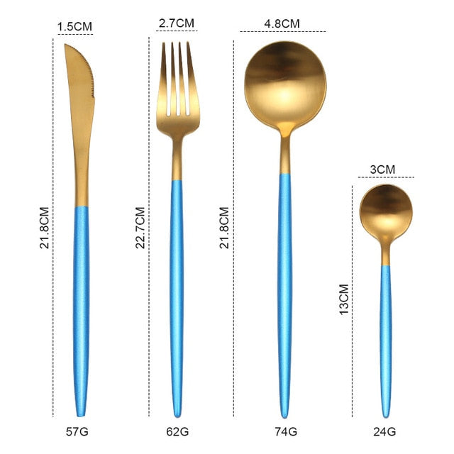 Gold Cutlery Set Forks Knives Spoons 18/10 Stainless Steel Dinner Dinnerware Set Fork Spoon Knife Chopsticks Set Dropshipping