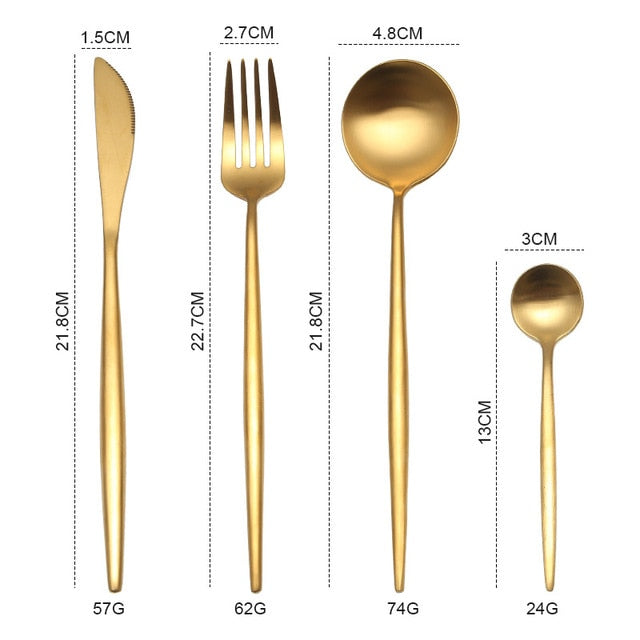 Gold Cutlery Set Forks Knives Spoons 18/10 Stainless Steel Dinner Dinnerware Set Fork Spoon Knife Chopsticks Set Dropshipping