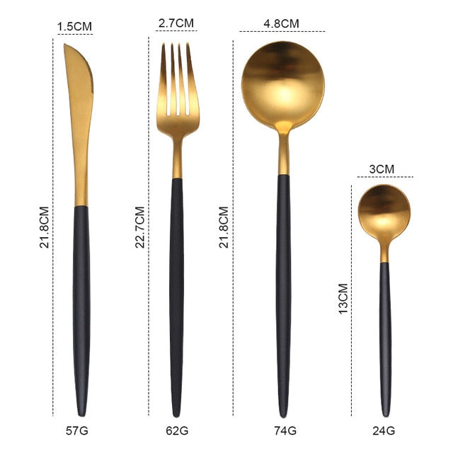 Gold Cutlery Set Forks Knives Spoons 18/10 Stainless Steel Dinner Dinnerware Set Fork Spoon Knife Chopsticks Set Dropshipping