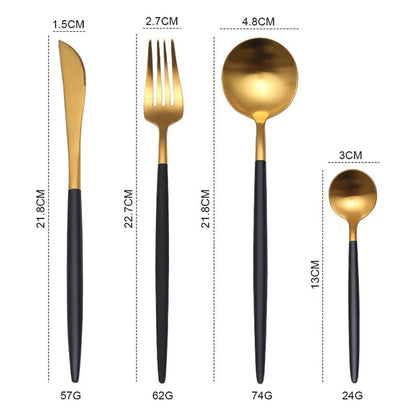 Gold Cutlery Set Forks Knives Spoons 18/10 Stainless Steel Dinner Dinnerware Set Fork Spoon Knife Chopsticks Set Dropshipping