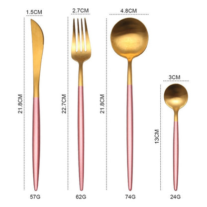 Gold Cutlery Set Forks Knives Spoons 18/10 Stainless Steel Dinner Dinnerware Set Fork Spoon Knife Chopsticks Set Dropshipping