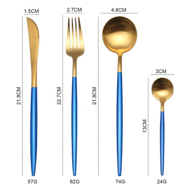 Gold Cutlery Set Forks Knives Spoons 18/10 Stainless Steel Dinner Dinnerware Set Fork Spoon Knife Chopsticks Set Dropshipping