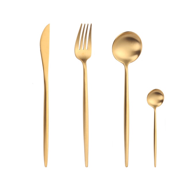 Mirror Gold Forks Spoons Knives Tableware Steel Cutlery Set Stainless Steel Silverware Set Gold Chopstick Spoon Knife Fork Sets