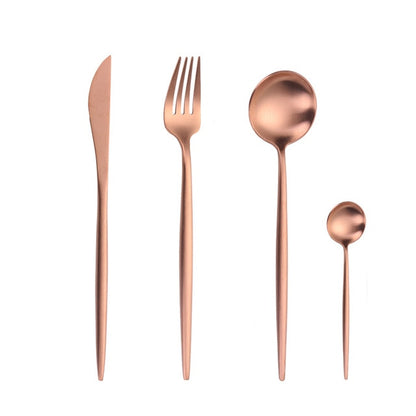 Mirror Gold Forks Spoons Knives Tableware Steel Cutlery Set Stainless Steel Silverware Set Gold Chopstick Spoon Knife Fork Sets