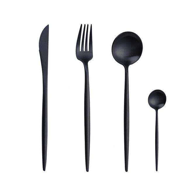 Mirror Gold Forks Spoons Knives Tableware Steel Cutlery Set Stainless Steel Silverware Set Gold Chopstick Spoon Knife Fork Sets