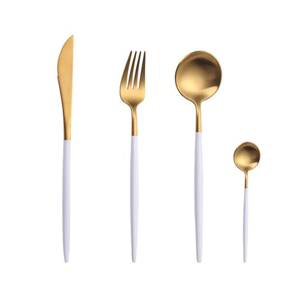 Mirror Gold Forks Spoons Knives Tableware Steel Cutlery Set Stainless Steel Silverware Set Gold Chopstick Spoon Knife Fork Sets