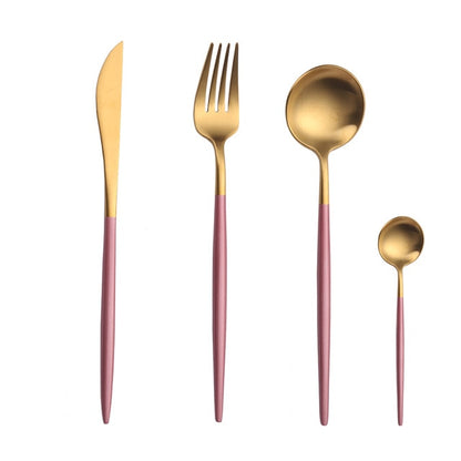 Mirror Gold Forks Spoons Knives Tableware Steel Cutlery Set Stainless Steel Silverware Set Gold Chopstick Spoon Knife Fork Sets