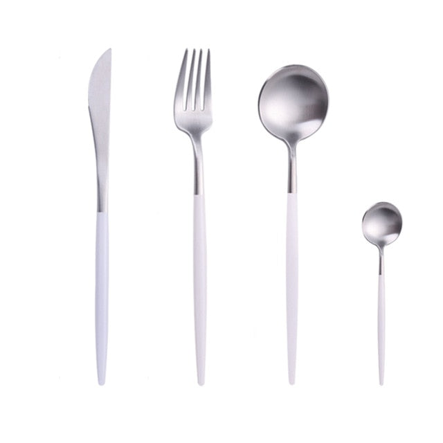 Mirror Gold Forks Spoons Knives Tableware Steel Cutlery Set Stainless Steel Silverware Set Gold Chopstick Spoon Knife Fork Sets