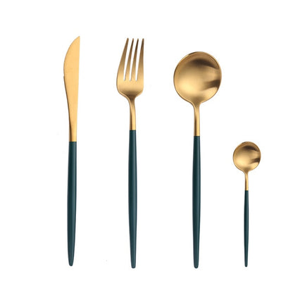 Mirror Gold Forks Spoons Knives Tableware Steel Cutlery Set Stainless Steel Silverware Set Gold Chopstick Spoon Knife Fork Sets