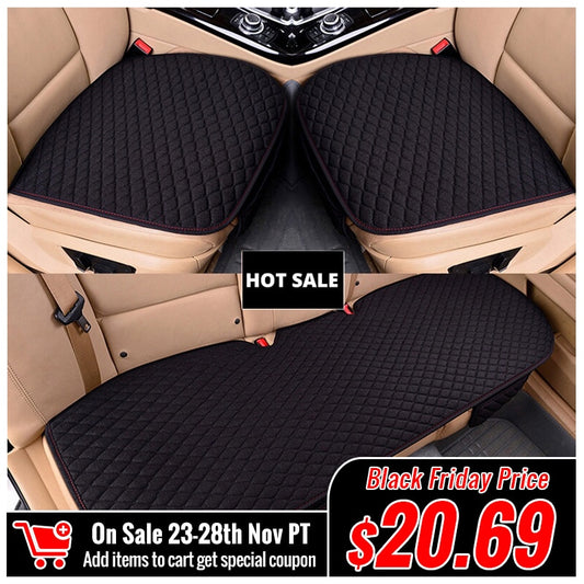 AUTOYOUTH Car Seat Covers Front/ Rear/ Full Set Choose Car Seat Cushion Linen Fabric Car Accessories Universal Size Anti-slip