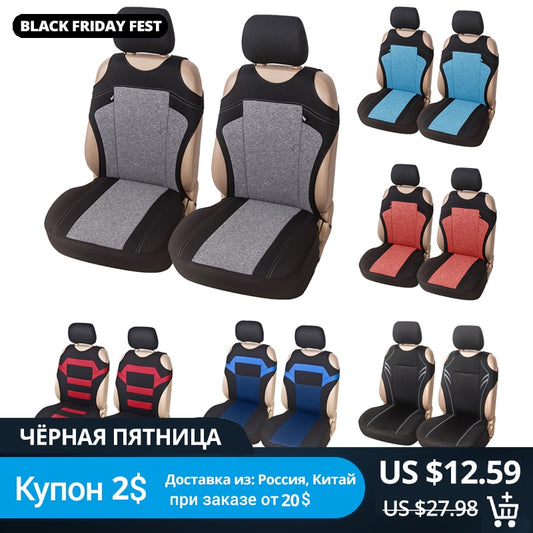 AUTOYOUTH 2pcs Universal Car Seat Covers - Front Seat Covers Mesh Sponge Interior Accessories T Shirt Design - for Car/Truck/Van