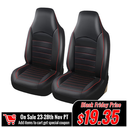 AUTOYOUTH PU Leather Front Car Seat Covers Fashion Style High Back Bucket Car Seat Cover Auto Interior Car Seat Protector 2PCS