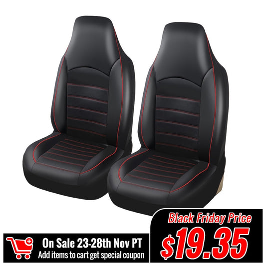 AUTOYOUTH PU Leather Front Car Seat Covers Fashion Style High Back Bucket Car Seat Cover Auto Interior Car Seat Protector 2PCS