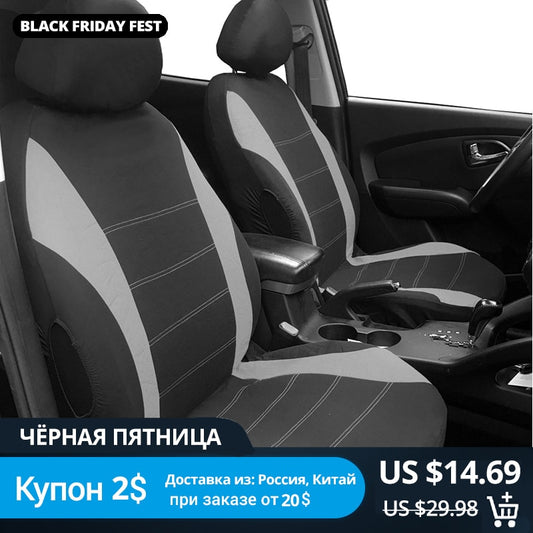 AUTOYOUTH Front car seat covers Gray Front Airbag Ready Sport Bucket Seat Cover, Set of 2  for Cars SUV Truck with 2 mm foam