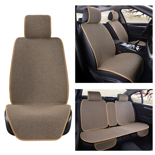 Linen Car Seat Cover Protector Flax Front or Rear Seat Back Cushion Pad Mat Backrest for Auto Interior Truck Suv Van