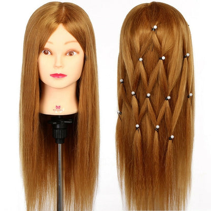 Salon Training Mannequin Head With 80% Real Hair Professional Hairdressing Dummy Doll Maniqui Heads For Hairstyles Kappershoofd