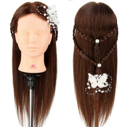 Salon Training Mannequin Head With 80% Real Hair Professional Hairdressing Dummy Doll Maniqui Heads For Hairstyles Kappershoofd