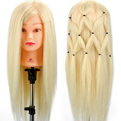 Salon Training Mannequin Head With 80% Real Hair Professional Hairdressing Dummy Doll Maniqui Heads For Hairstyles Kappershoofd