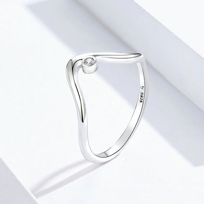 [add to cart win phone] BAMOER 100% 925 Sterling Silver Water Droplet Clear CZ Finger Rings for Women Wedding Gift PA7649