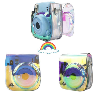 For Fujifilm Instax Mini 11 Instant Film Camera PU Leather Bag Case Cover Shell with Shoulder Strap Pink/Blue/Purple/Gray/White