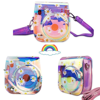For Fujifilm Instax Mini 11 Instant Film Camera PU Leather Bag Case Cover Shell with Shoulder Strap Pink/Blue/Purple/Gray/White