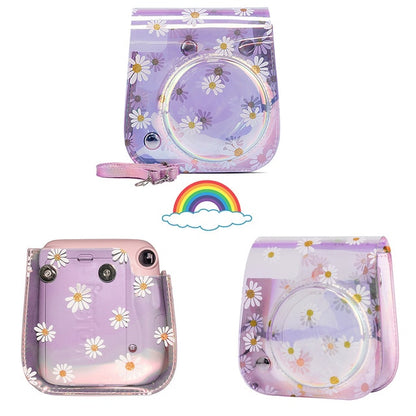 For Fujifilm Instax Mini 11 Instant Film Camera PU Leather Bag Case Cover Shell with Shoulder Strap Pink/Blue/Purple/Gray/White