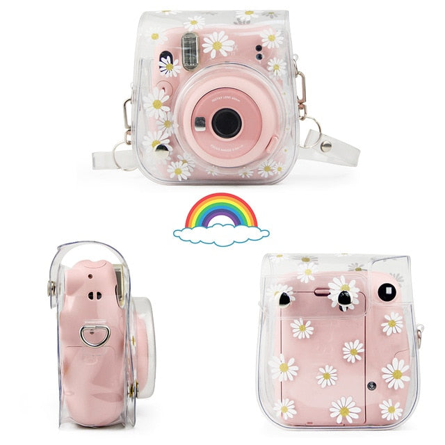 For Fujifilm Instax Mini 11 Instant Film Camera PU Leather Bag Case Cover Shell with Shoulder Strap Pink/Blue/Purple/Gray/White