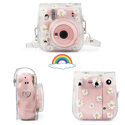 For Fujifilm Instax Mini 11 Instant Film Camera PU Leather Bag Case Cover Shell with Shoulder Strap Pink/Blue/Purple/Gray/White