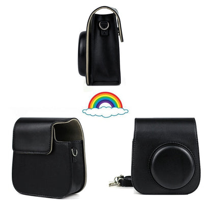 For Fujifilm Instax Mini 11 Instant Film Camera PU Leather Bag Case Cover Shell with Shoulder Strap Pink/Blue/Purple/Gray/White
