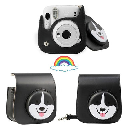For Fujifilm Instax Mini 11 Instant Film Camera PU Leather Bag Case Cover Shell with Shoulder Strap Pink/Blue/Purple/Gray/White