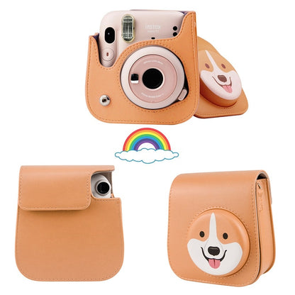 For Fujifilm Instax Mini 11 Instant Film Camera PU Leather Bag Case Cover Shell with Shoulder Strap Pink/Blue/Purple/Gray/White