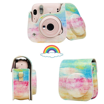 For Fujifilm Instax Mini 11 Instant Film Camera PU Leather Bag Case Cover Shell with Shoulder Strap Pink/Blue/Purple/Gray/White