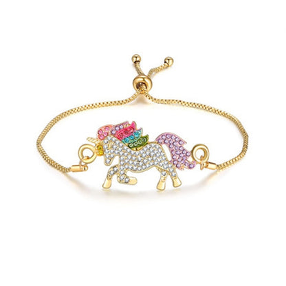 Cute Unicorn Necklace Fashion Cartoon Horse Jewelry Accessories For Girls Children Kids Women Party Animal Pendant Bracelet Set