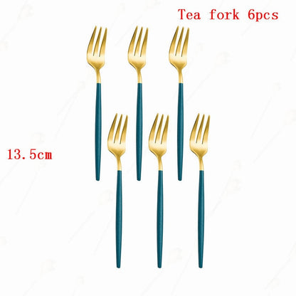 Dinnerware Sets Stainless Steel Cutlery Set Korean Kitchen Mirror Gold Complete Tableware Knife Fork Spoon Dinning table Set
