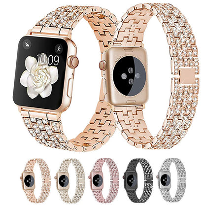 Woman Stainless Steel Inlaid Rhineston  Jewelry Bracelet For Apple Watch Band 38mm 42mm 40mm 44mm Belt For iWatch 2 3 4 5 Strap