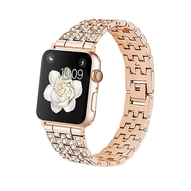 Woman Stainless Steel Inlaid Rhineston  Jewelry Bracelet For Apple Watch Band 38mm 42mm 40mm 44mm Belt For iWatch 2 3 4 5 Strap