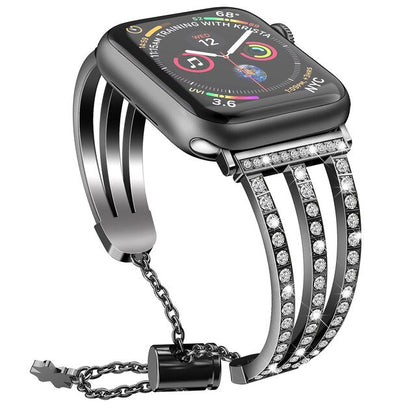 Compatible for Apple Watch 5 Band 44MM 38mm Rose Gold Bling Jewelry Stainless Steel Wristband Bracelet Women for iWatch Bands