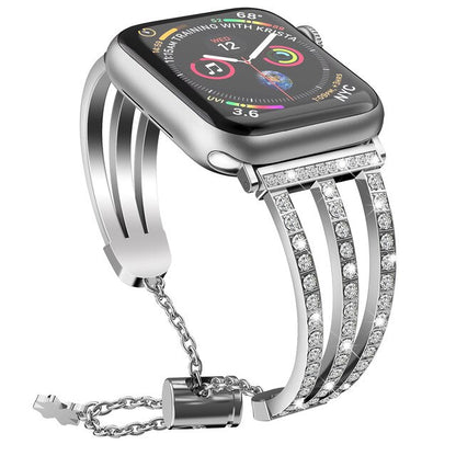 Compatible for Apple Watch 5 Band 44MM 38mm Rose Gold Bling Jewelry Stainless Steel Wristband Bracelet Women for iWatch Bands