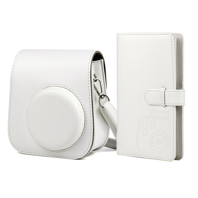 For Fujifilm Instax Mini 11 Camera PU Leather Case Bag Shoulder Strap Carrying Instax Mini Bags + 96 Pockets Album