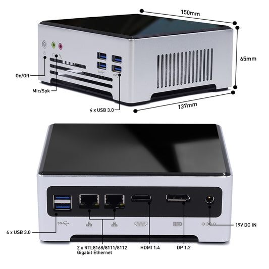 hot sale cheap Mini desktop gaming PC Intel Core i7 7820HK i5 7440HQ Dual M.2 NVME SSD HDMI DP windows10 Pro Linux Tiny computer