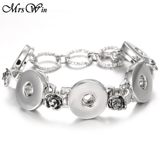 New Snap Jewelry Vintage18mm Metal Snap Button Bracelet Bohemian Watches Women Jewelry Pulseras Button Bracelet