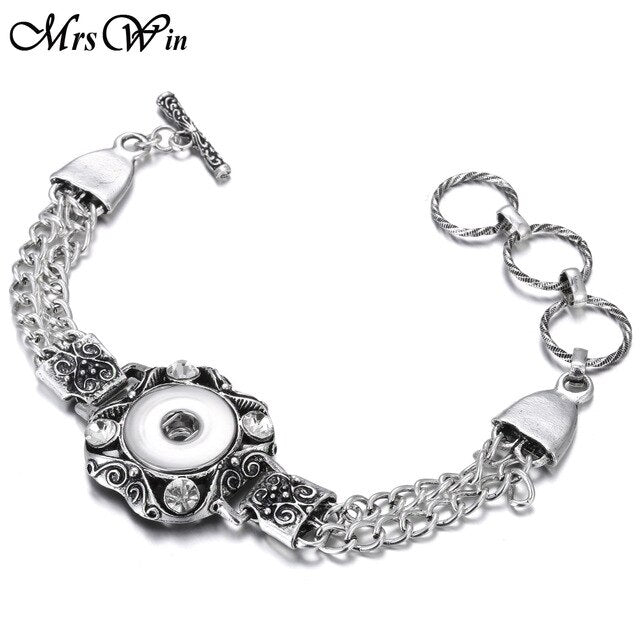 New Snap Jewelry Vintage18mm Metal Snap Button Bracelet Bohemian Watches Women Jewelry Pulseras Button Bracelet