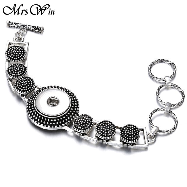 New Snap Jewelry Vintage18mm Metal Snap Button Bracelet Bohemian Watches Women Jewelry Pulseras Button Bracelet