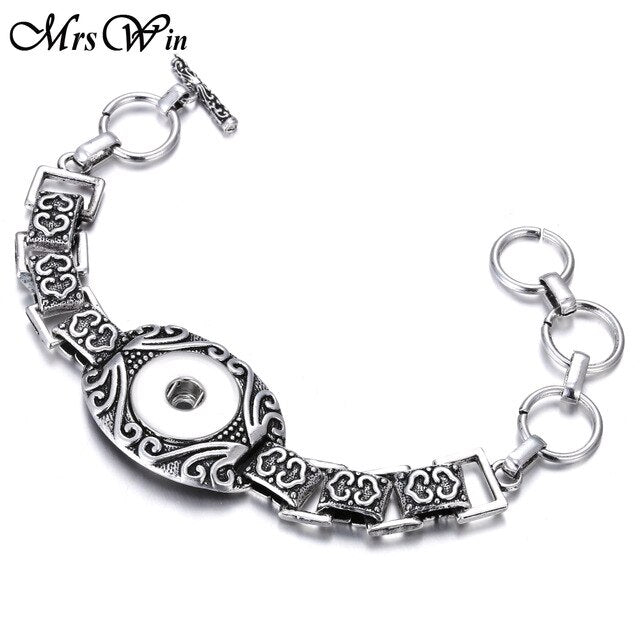 New Snap Jewelry Vintage18mm Metal Snap Button Bracelet Bohemian Watches Women Jewelry Pulseras Button Bracelet