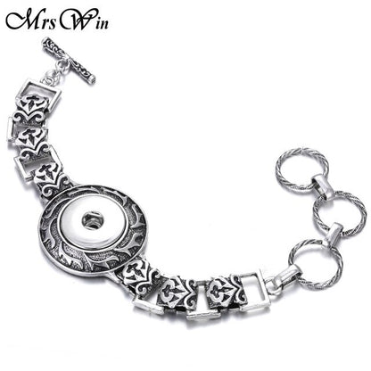 New Snap Jewelry Vintage18mm Metal Snap Button Bracelet Bohemian Watches Women Jewelry Pulseras Button Bracelet